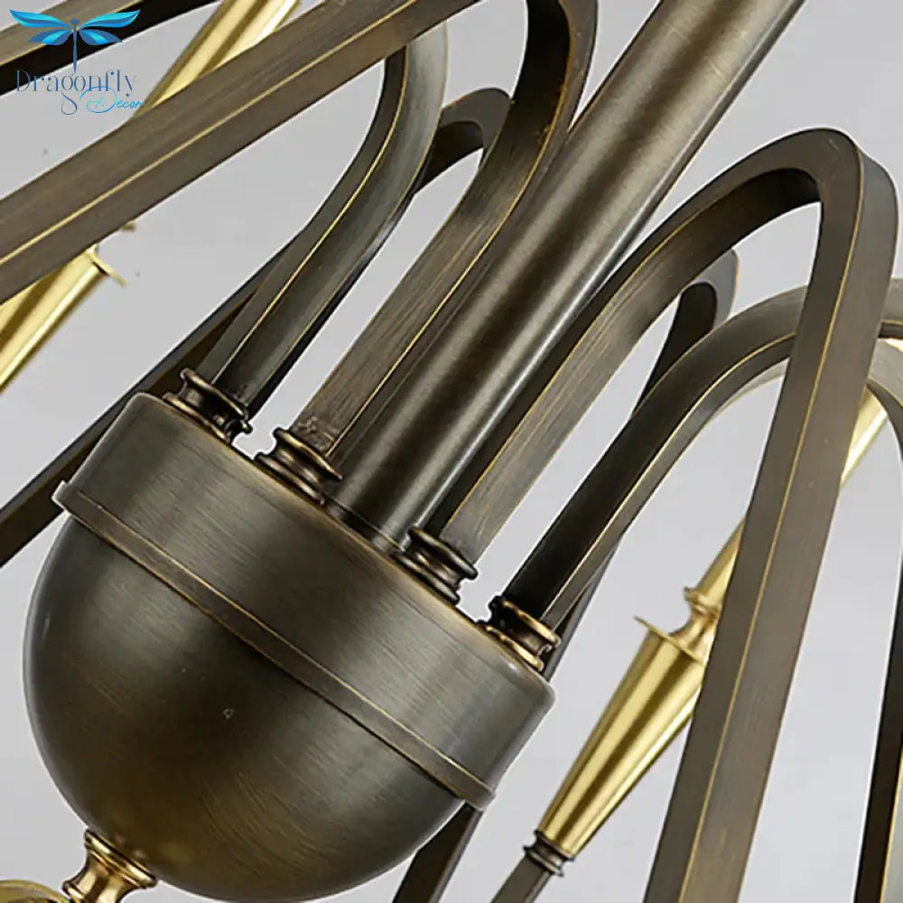 Brass Candle Ceiling Pendant Light Traditional Metal 6/8 Lights Living Room Chandelier Fixture