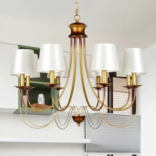 Brass Finish Ceiling Light With White Fabric Lamp Shade3/5/6 Lights 8 /