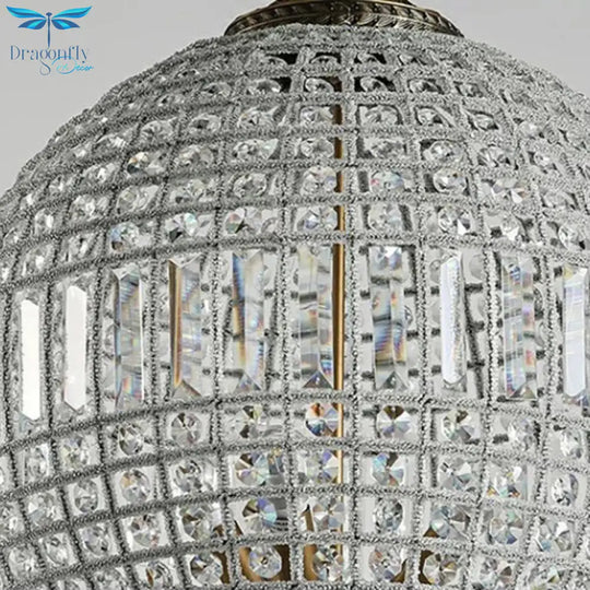 Brass Globe Shaped Chandelier Lighting Fixture Contemporary 1/3 Lights Crystal Pendant Lamp