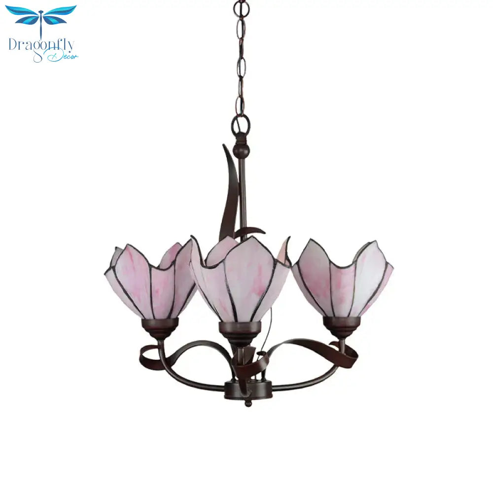 Bronze 3/5 Lights Chandelier Lighting Fixture Baroque Pink/Purple Floral Pendant Shopify Lamp For