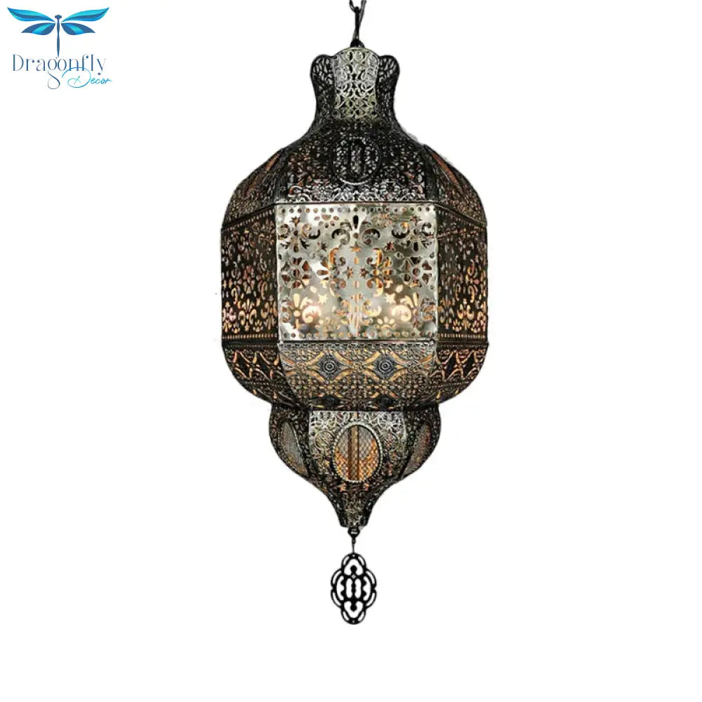 Bronze Etch Ceiling Pendant Light Art Deco Metal 3 - Bulb Living Room Chandelier Lighting