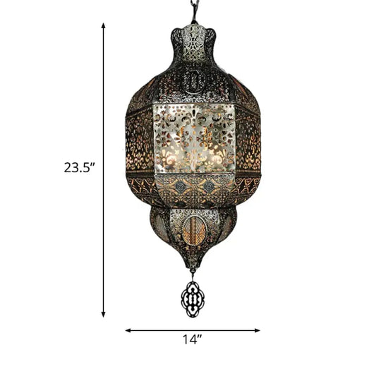 Bronze Etch Ceiling Pendant Light Art Deco Metal 3 - Bulb Living Room Chandelier Lighting