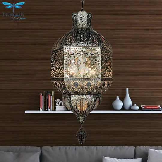 Bronze Etch Ceiling Pendant Light Art Deco Metal 3 - Bulb Living Room Chandelier Lighting