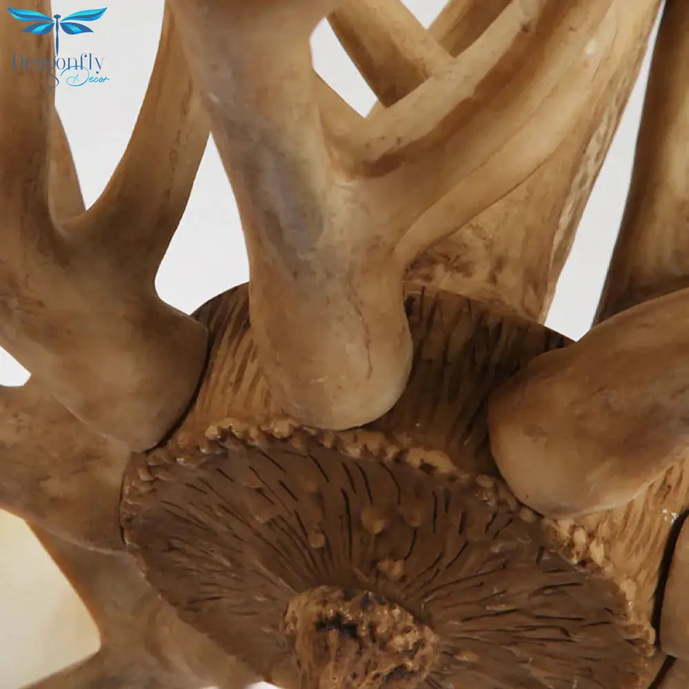 Brown Bell/Cylinder Chandelier Lighting Traditionalism Resin 6/8 Heads Living Room Suspension