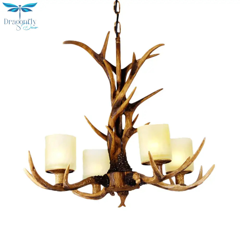 Brown Sputnik Chandelier Pendant Lighting Countryside Resin 4/6/8 Lights Living Room Ceiling