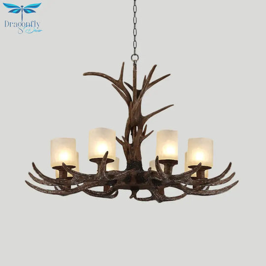 Brown Sputnik Chandelier Pendant Lighting Countryside Resin 4/6/8 Lights Living Room Ceiling
