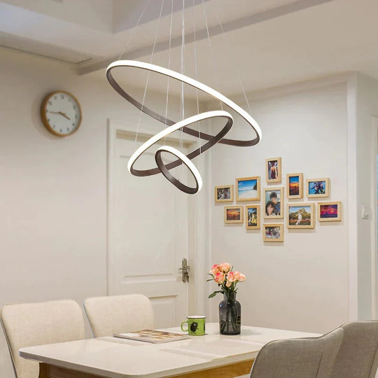 Brown/White Modern Led Pendant Lights For Living Room Bedroom Dining Indoor Home 1/2/3/4 Circle