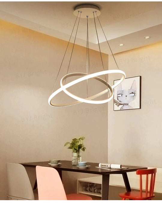 Brown/White Modern Led Pendant Lights For Living Room Bedroom Dining Indoor Home 1/2/3/4 Circle