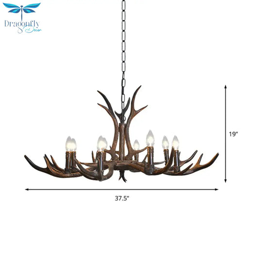 Candelabra Dining Room Hanging Lamp Traditional Resin 4/6/8 Bulbs Black Chandelier Pendant Light