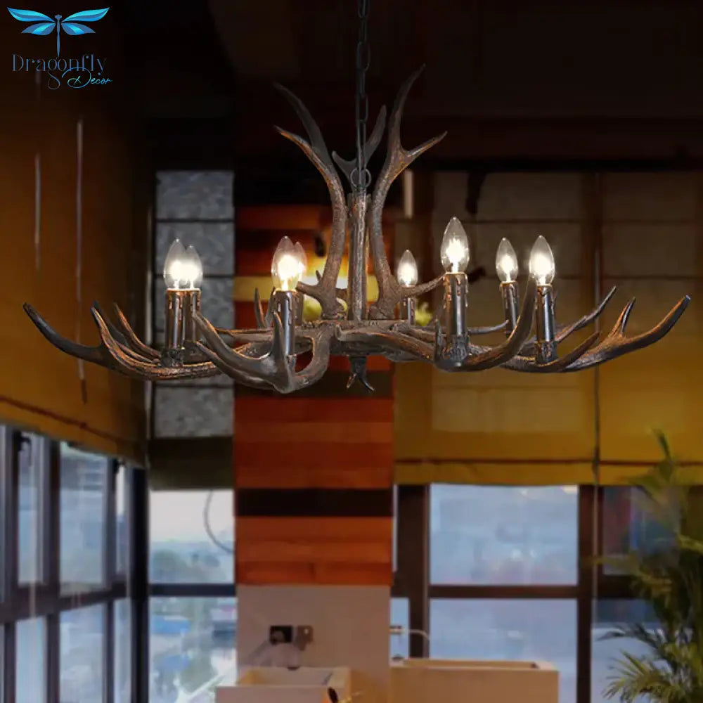 Candelabra Dining Room Hanging Lamp Traditional Resin 4/6/8 Bulbs Black Chandelier Pendant Light