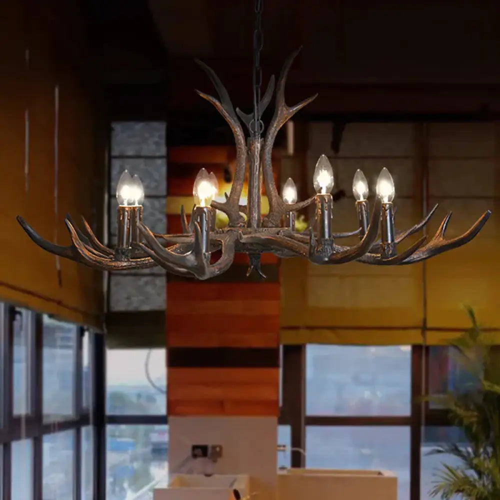 Candelabra Dining Room Hanging Lamp Traditional Resin 4/6/8 Bulbs Black Chandelier Pendant Light