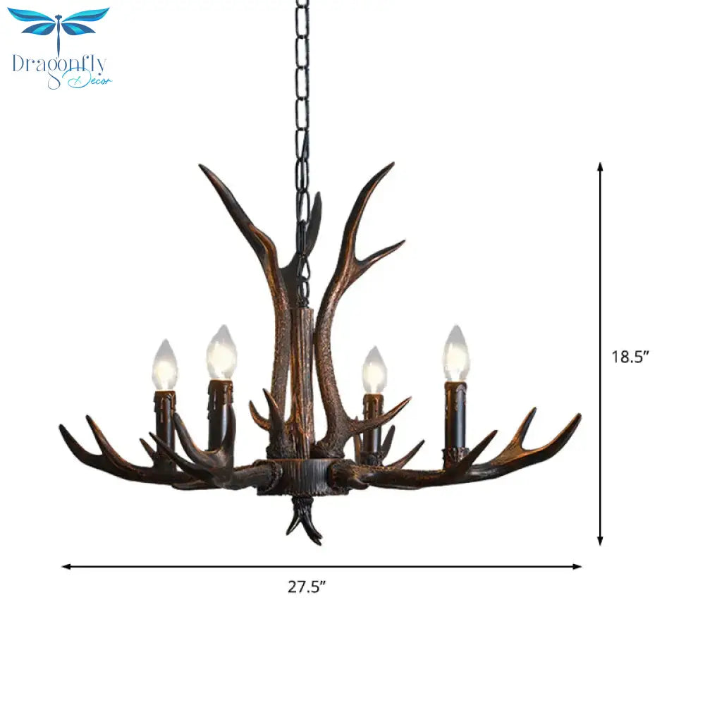 Candelabra Dining Room Hanging Lamp Traditional Resin 4/6/8 Bulbs Black Chandelier Pendant Light