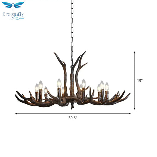 Candelabra Dining Room Hanging Lamp Traditional Resin 4/6/8 Bulbs Black Chandelier Pendant Light