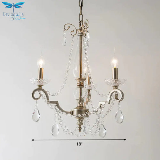 Candle Clear Crystal Chandelier Light Fixture Rustic 3/6/8 Lights Living Room Suspension Lamp In