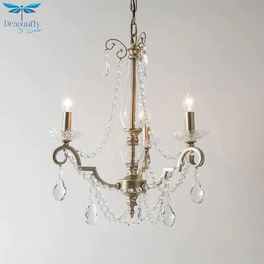 Candle Clear Crystal Chandelier Light Fixture Rustic 3/6/8 Lights Living Room Suspension Lamp In