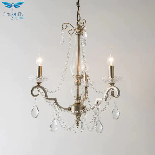 Candle Clear Crystal Chandelier Light Fixture Rustic 3/6/8 Lights Living Room Suspension Lamp In