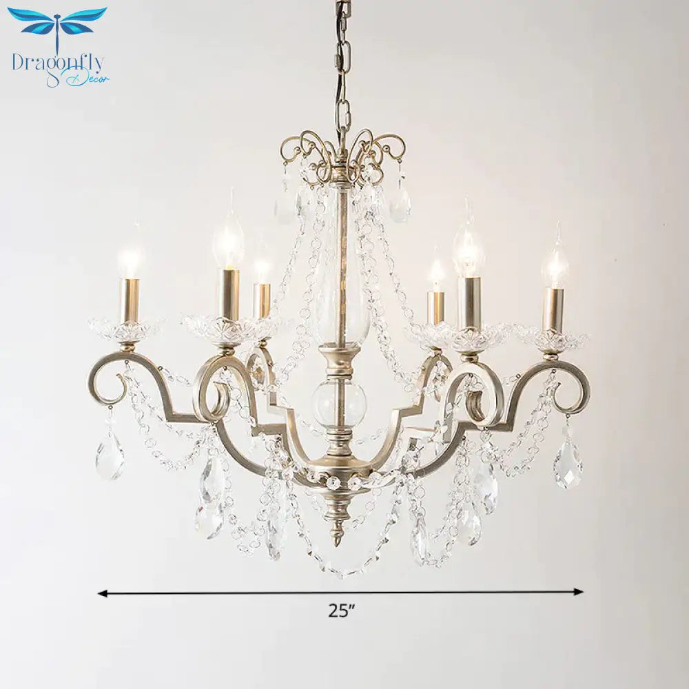 Candle Clear Crystal Chandelier Light Fixture Rustic 3/6/8 Lights Living Room Suspension Lamp In