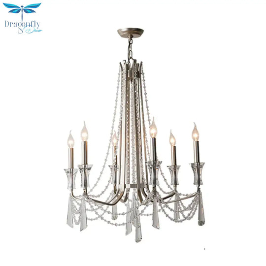 Candle Dining Room Chandelier Lighting Fixture Countryside 5/6 Lights Chrome Drop Pendant