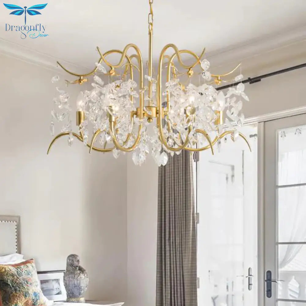 Candle - Style Crystal Chandelier Light Fixture Traditional 3/6/8 Lights Living Room Hanging Lamp