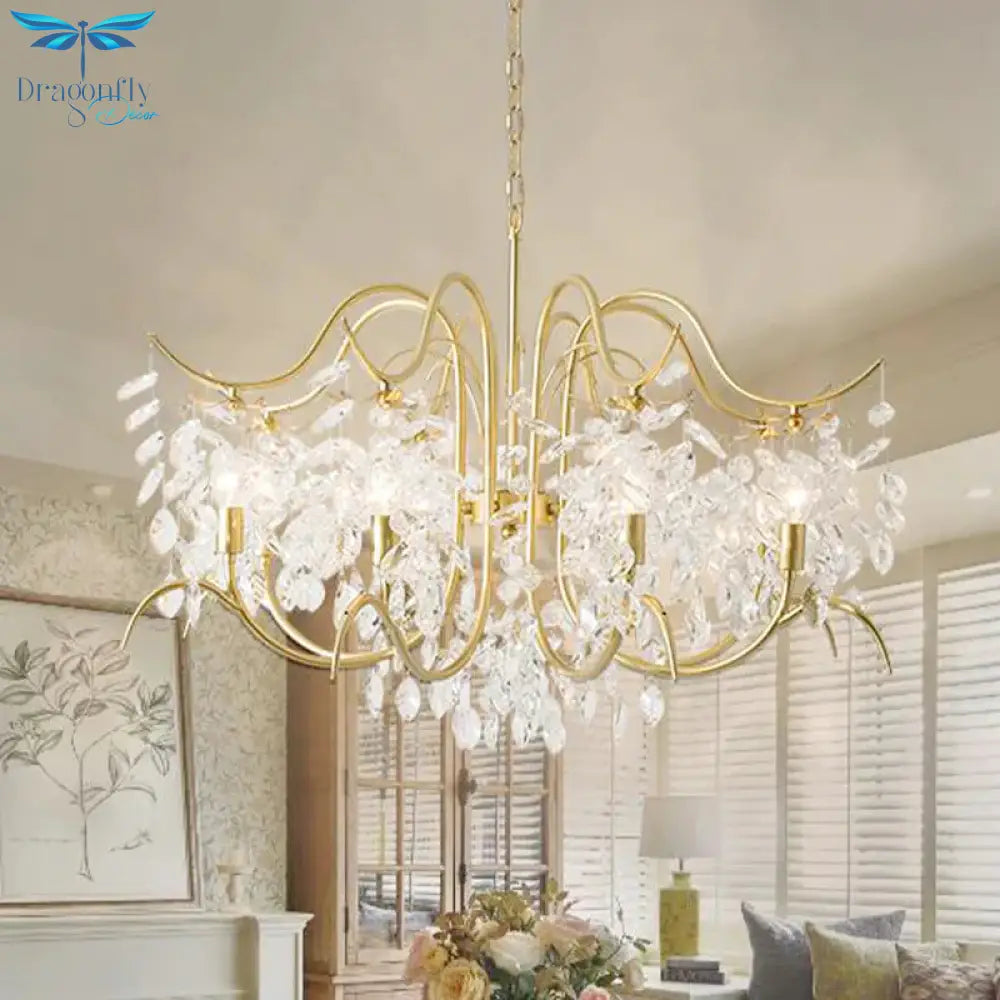 Candle - Style Crystal Chandelier Light Fixture Traditional 3/6/8 Lights Living Room Hanging Lamp