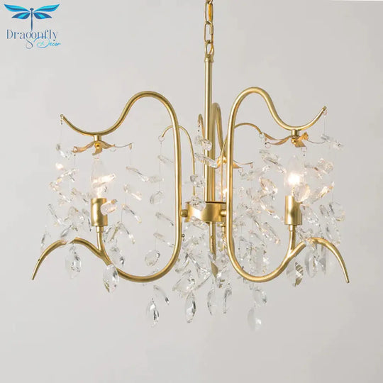 Candle - Style Crystal Chandelier Light Fixture Traditional 3/6/8 Lights Living Room Hanging Lamp