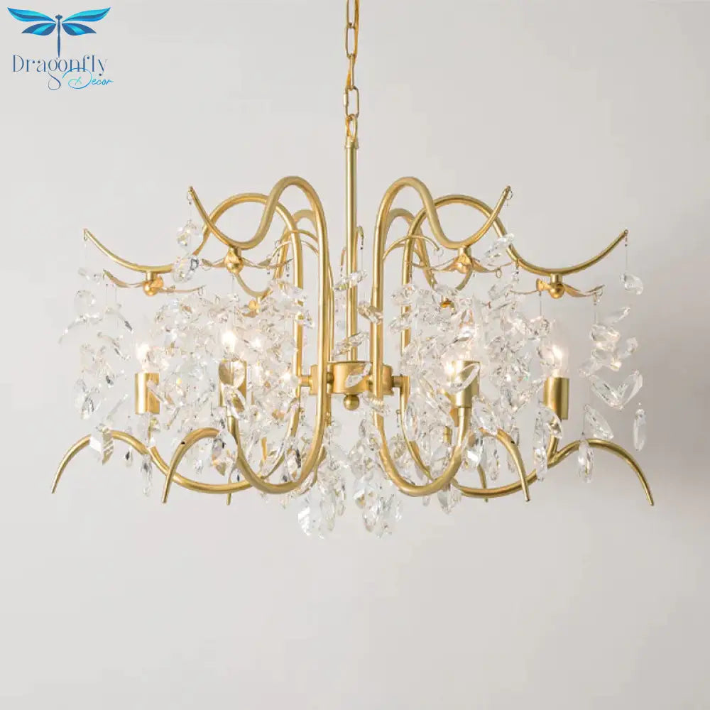 Candle - Style Crystal Chandelier Light Fixture Traditional 3/6/8 Lights Living Room Hanging Lamp
