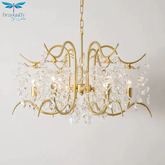 Candle - Style Crystal Chandelier Light Fixture Traditional 3/6/8 Lights Living Room Hanging Lamp