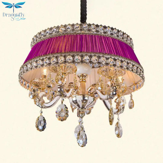 Candle Style Crystal Drop Ceiling Lamp Contemporary 5 Heads Living Room Chandelier Lighting In