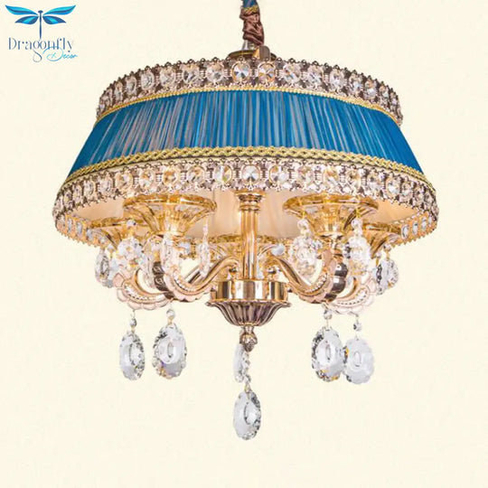Candle Style Crystal Drop Ceiling Lamp Contemporary 5 Heads Living Room Chandelier Lighting In