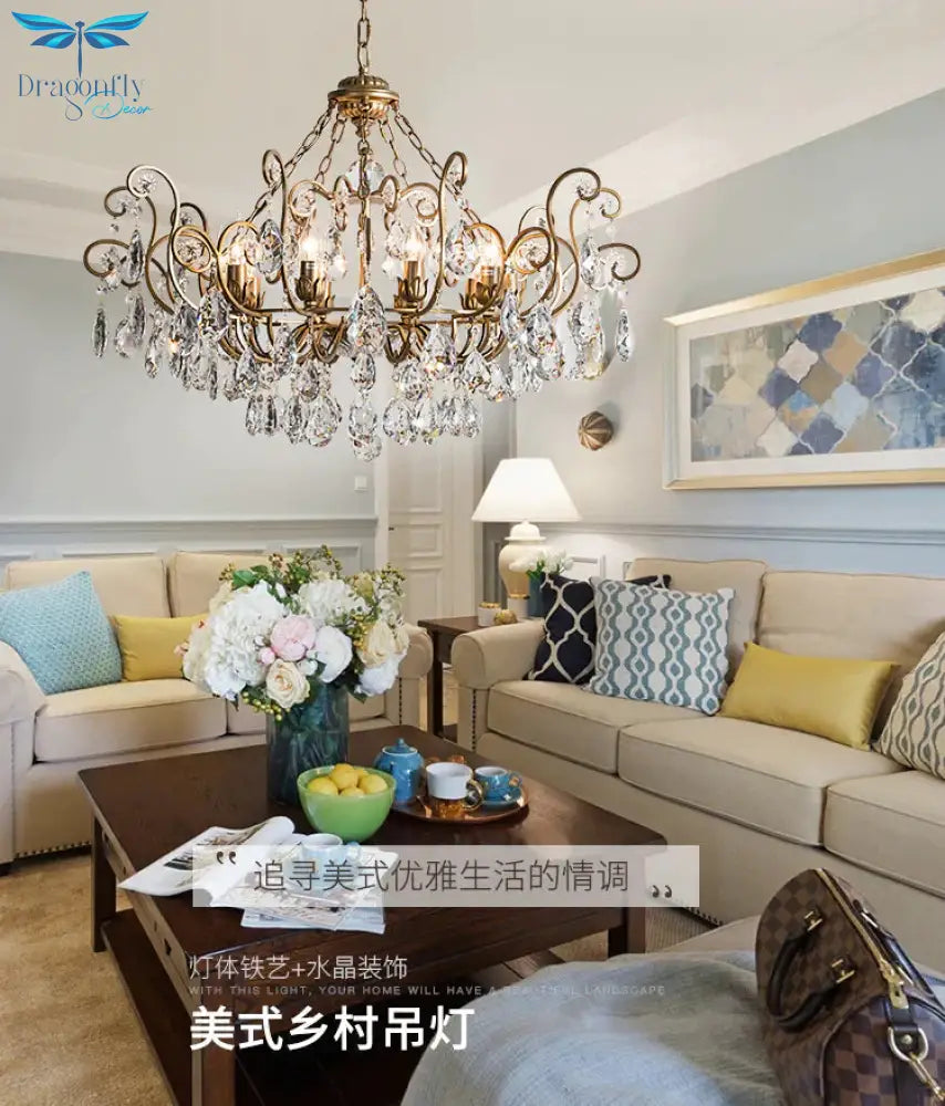 Candlestick Crystal Ceiling Chandelier Traditional 6/8/10 Lights Living Room Down Lighting Pendant