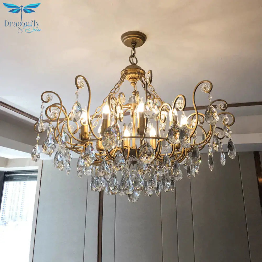 Candlestick Crystal Ceiling Chandelier Traditional 6/8/10 Lights Living Room Down Lighting Pendant