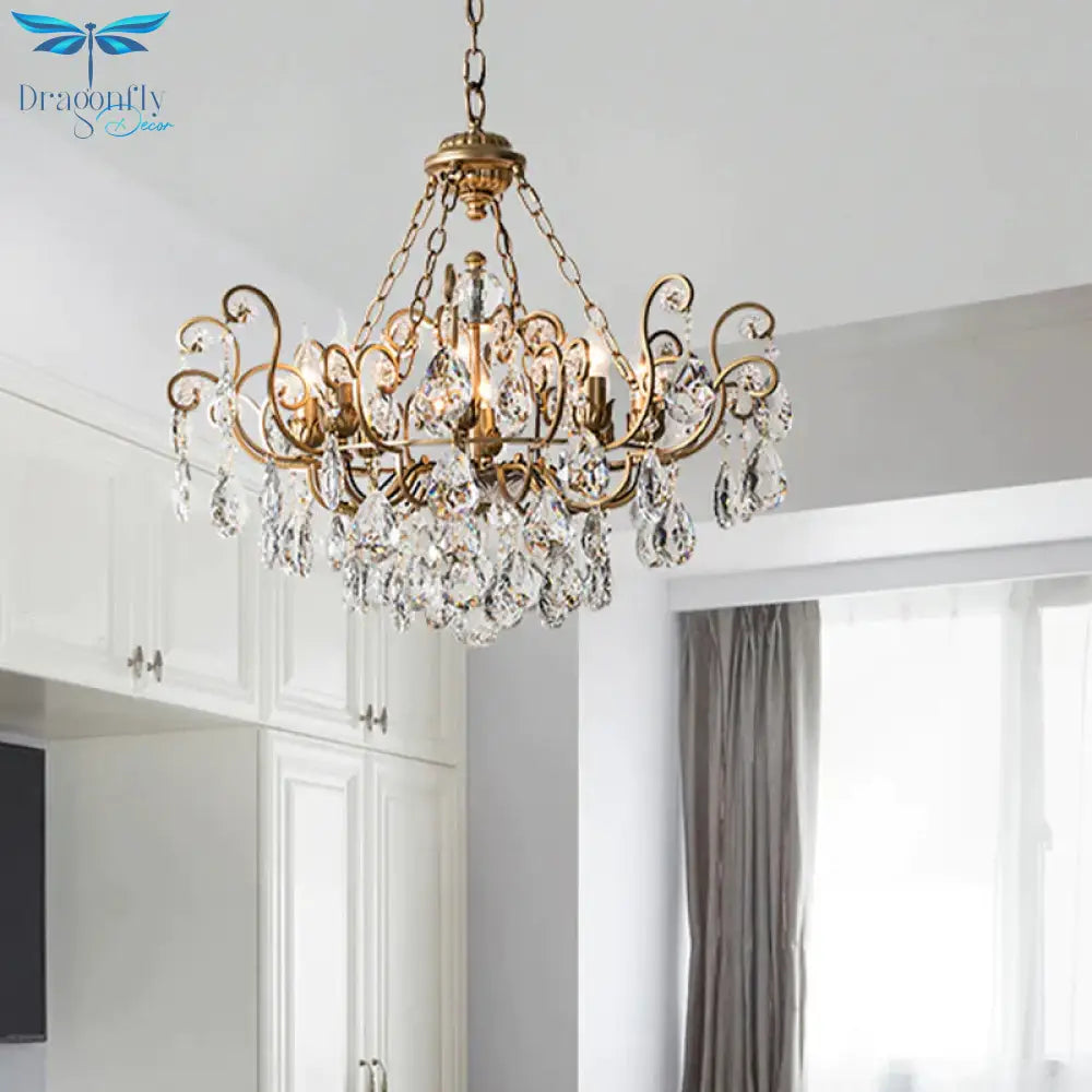 Candlestick Crystal Ceiling Chandelier Traditional 6/8/10 Lights Living Room Down Lighting Pendant