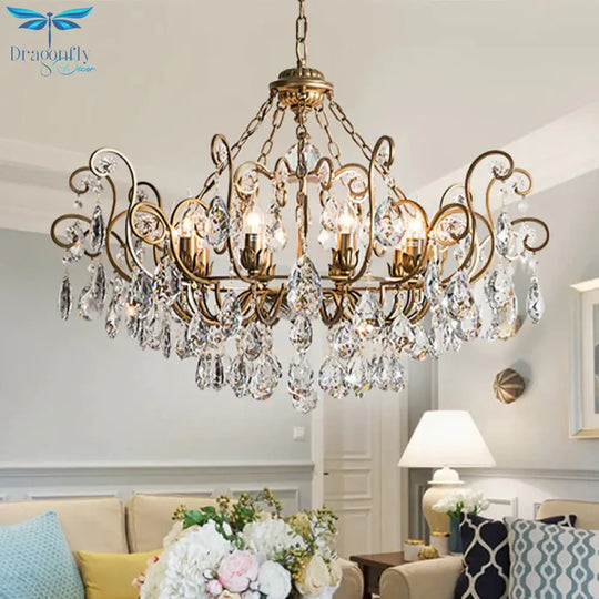 Candlestick Crystal Ceiling Chandelier Traditional 6/8/10 Lights Living Room Down Lighting Pendant