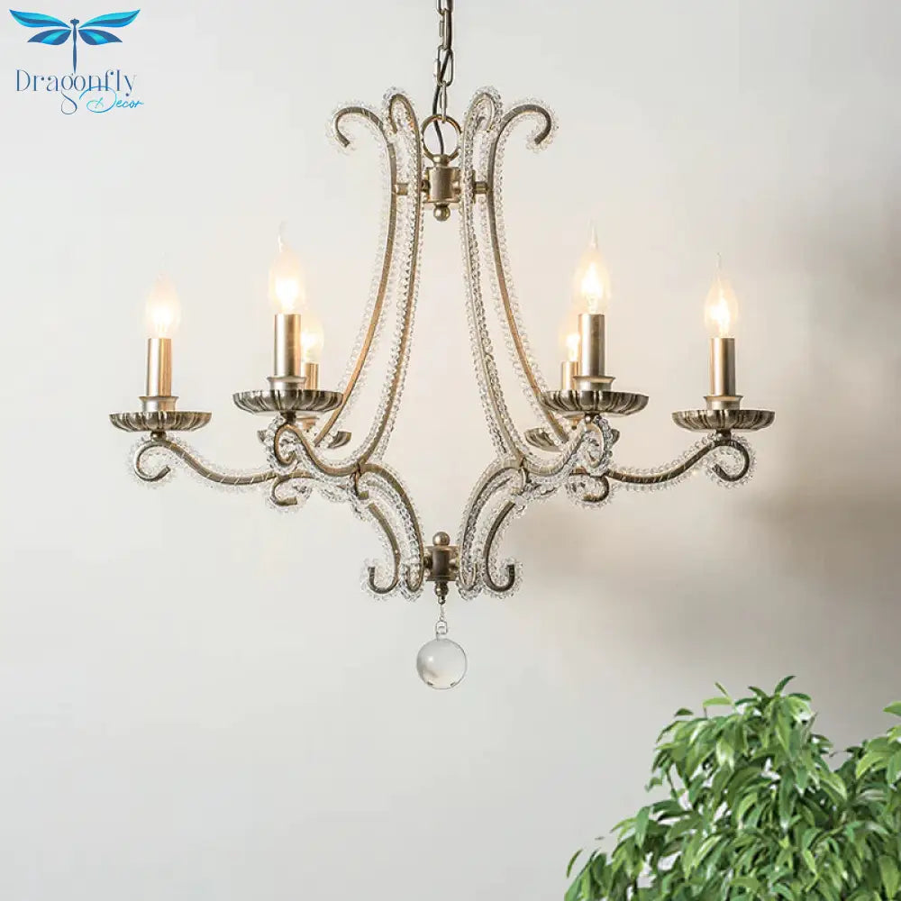 Candlestick Crystal Chandelier Lighting Simple 3/6/8 Lights Living Room Hanging Pendant Light In
