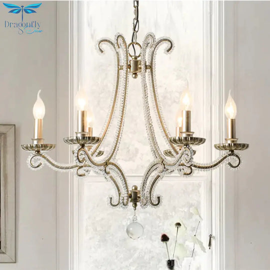 Candlestick Crystal Chandelier Lighting Simple 3/6/8 Lights Living Room Hanging Pendant Light In
