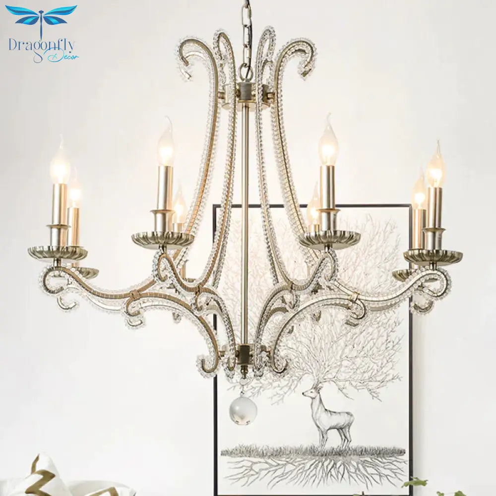 Candlestick Crystal Chandelier Lighting Simple 3/6/8 Lights Living Room Hanging Pendant Light In