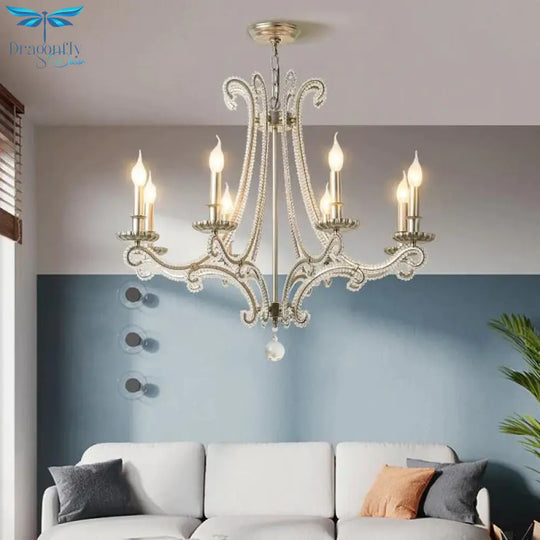 Candlestick Crystal Chandelier Lighting Simple 3/6/8 Lights Living Room Hanging Pendant Light In
