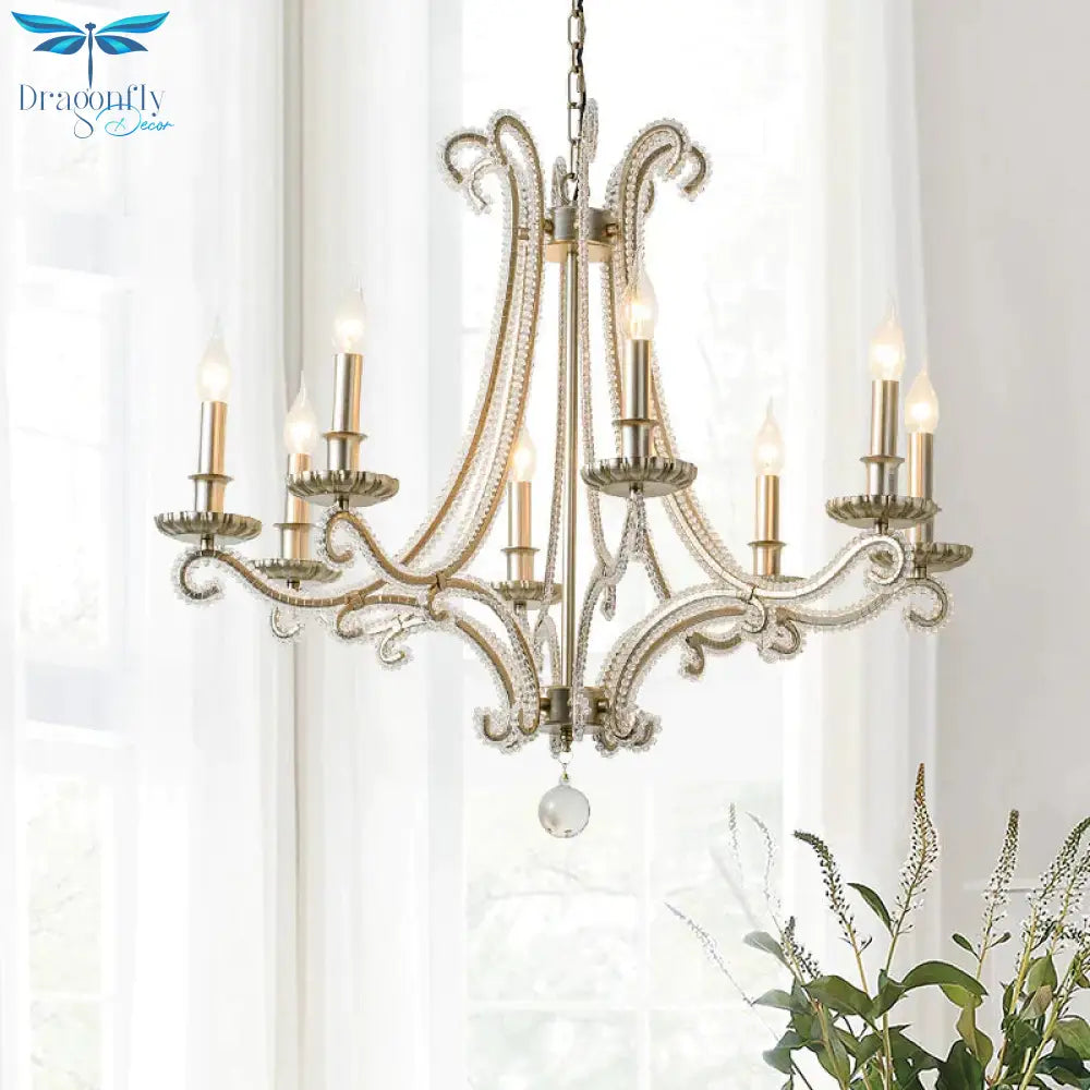 Candlestick Crystal Chandelier Lighting Simple 3/6/8 Lights Living Room Hanging Pendant Light In