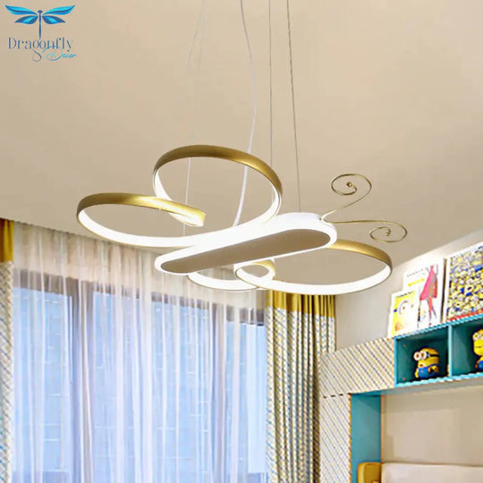 Cartoon Butterfly Frame Suspension Light Acrylic Kids Bedroom Led Chandelier Pendant Lamp In