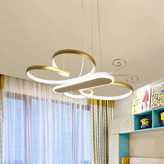 Cartoon Butterfly Frame Suspension Light Acrylic Kids Bedroom Led Chandelier Pendant Lamp In