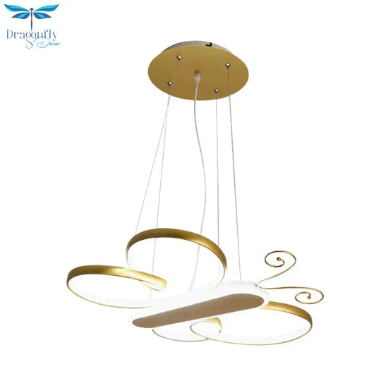 Cartoon Butterfly Frame Suspension Light Acrylic Kids Bedroom Led Chandelier Pendant Lamp In