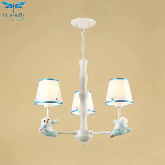 Cartoon Running Panda Hanging Lights Fabric Chandelier For Living Room