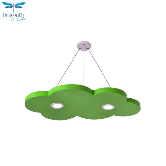 Cartoon Style Cloud Chandelier Lighting Metallic 12.5’/19.5’ W Led Living Room Pendant Lamp In