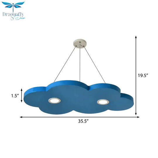 Cartoon Style Cloud Chandelier Lighting Metallic 12.5’/19.5’ W Led Living Room Pendant Lamp In