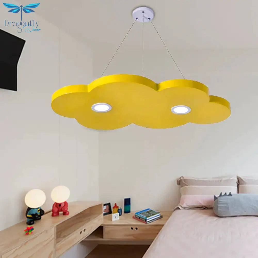 Cartoon Style Cloud Chandelier Lighting Metallic 12.5’/19.5’ W Led Living Room Pendant Lamp In
