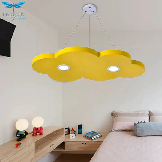 Cartoon Style Cloud Chandelier Lighting Metallic 12.5’/19.5’ W Led Living Room Pendant Lamp In