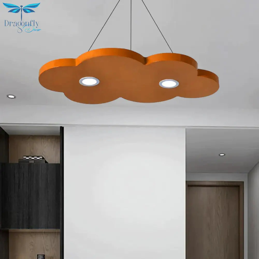 Cartoon Style Cloud Chandelier Lighting Metallic 12.5’/19.5’ W Led Living Room Pendant Lamp In