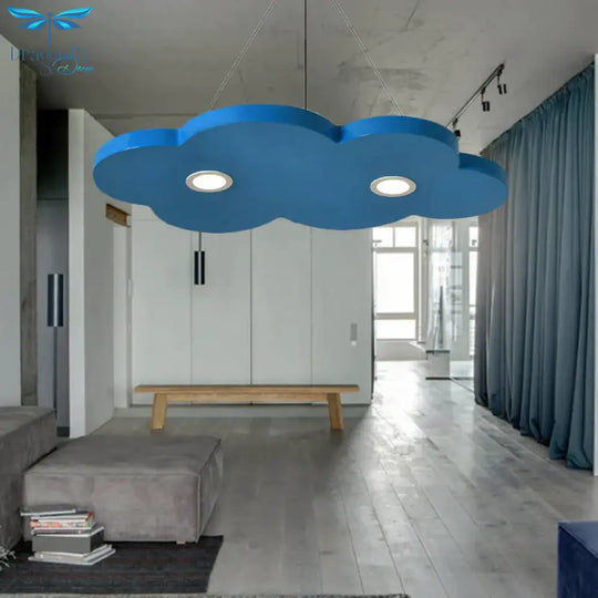 Cartoon Style Cloud Chandelier Lighting Metallic 12.5’/19.5’ W Led Living Room Pendant Lamp In
