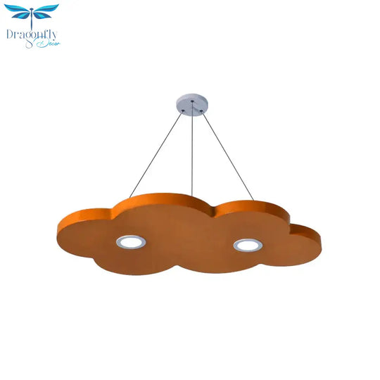 Cartoon Style Cloud Chandelier Lighting Metallic 12.5’/19.5’ W Led Living Room Pendant Lamp In