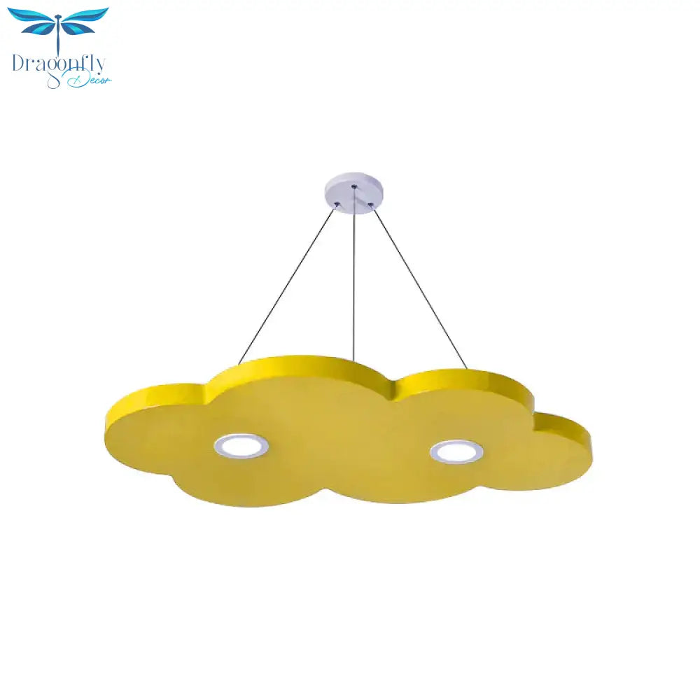Cartoon Style Cloud Chandelier Lighting Metallic 12.5’/19.5’ W Led Living Room Pendant Lamp In
